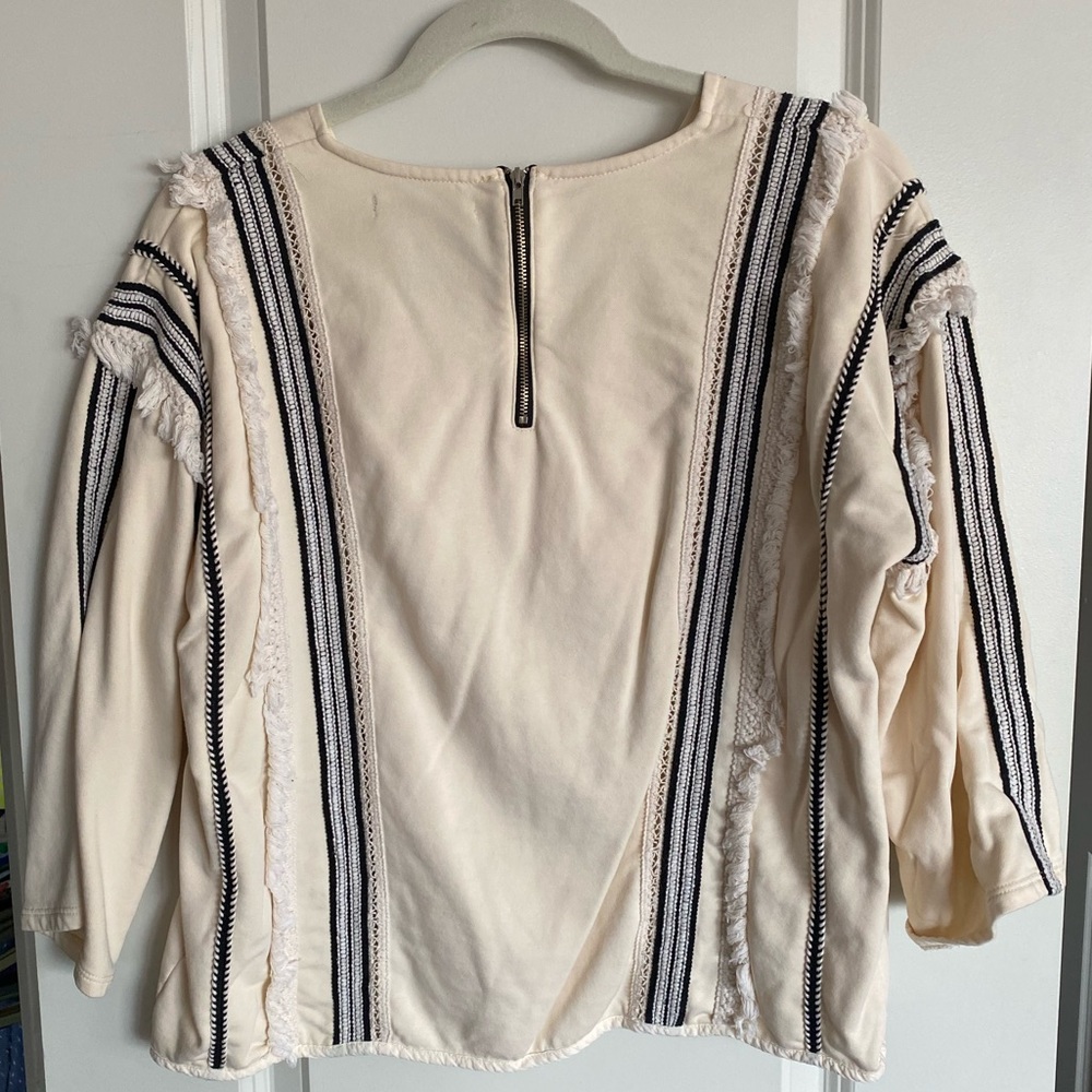 Cream Colored Top with Navy & White Details!
